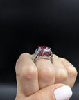 11 Carat Natural Ruby Ring and 2.3 carat Diamond Cocktail Ring, Size 6