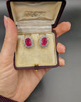 11 Carat Certified Natural Burmese Ruby and Diamond Earrings 18K Gold