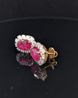 11 Carat Certified Natural Burmese Ruby and Diamond Earrings 18K Gold