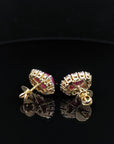 11 Carat Certified Natural Burmese Ruby and Diamond Earrings 18K Gold