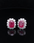 11 Carat Certified Natural Burmese Ruby and Diamond Earrings 18K Gold
