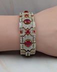 13.25 Carat Diamond 16.59 Carat Ruby Bracelet 18K White Gold