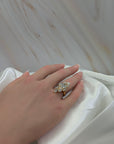7.62 Carat Pear-Cut Diamond Shuttle Ring in 18K Gold, Size 4.5
