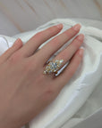 7.62 Carat Pear-Cut Diamond Shuttle Ring in 18K Gold, Size 4.5