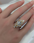 7.62 Carat Pear-Cut Diamond Shuttle Ring in 18K Gold, Size 4.5
