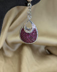 16 Carat Natural Ruby, Sapphir and 4.42 Carat Diamond Two Sided 18K Earrings