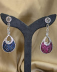 16 Carat Natural Ruby, Sapphir and 4.42 Carat Diamond Two Sided 18K Earrings