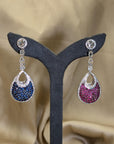 16 Carat Natural Ruby, Sapphir and 4.42 Carat Diamond Two Sided 18K Earrings