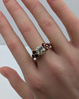 1.70 Carat Old Euro Diamond and Ruby 18K Gold Ring 7.60 Gram