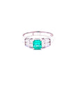 Colombian Emerald Platinum Ring, Size 5.5