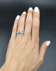 Platinum Ring with 0.55ct Emerald and 0.38ct Diamond