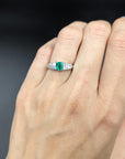 Platinum Ring with 0.55ct Emerald and 0.38ct Diamond