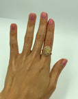 2.73 Carat Natural Fancy Yellow Diamond Cluster Ring 18K Gold, Size 6