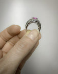 2.09 Carat Pink Sapphire & 2.05 Carat Emerald Diamond Ring, Size 6