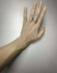 2.09 Carat Pink Sapphire & 2.05 Carat Emerald Diamond Ring, Size 6