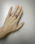 2.09 Carat Pink Sapphire & 2.05 Carat Emerald Diamond Ring, Size 6