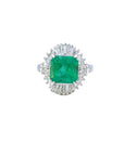 SGL Certified 3.32 Carat Emerald Diamond Platinum Ring, Size 6