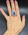 5.6 carat Deco Style Diamond Sapphire Ring