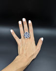 7.80 Carat Diamond and Blue Sapphire 18K Gold Ring, Size 6.5