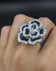 7.80 Carat Diamond and Blue Sapphire 18K Gold Ring, Size 6.5