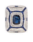 5.6 carat Deco Style Diamond Sapphire Ring