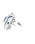 5.6 carat Deco Style Diamond Sapphire Ring