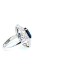 3.20 Carat Blue Sapphire Diamond Cluster Ring in 18K Gold, Size 7.5