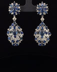 24 Carats Blue Sapphire and 4 Carats Diamond Drop Earring Earring