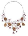 56 Carat Multi-Colored Sapphire and Diamond Necklace and Earring Set - 3 Pieces