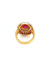 1.1 Carat Ruby and Diamond Halo 18K Gold Ring, Size 6