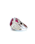 11 Carat Natural Ruby Ring and 2.3 carat Diamond Cocktail Ring, Size 6