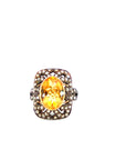 12.90 Carat Antique Oval Yellow Sapphire Diamond Ring in 18K Gold, Size 8
