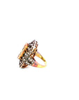 12.90 Carat Antique Oval Yellow Sapphire Diamond Ring in 18K Gold, Size 8