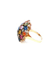 6.10 Carat Multi Sapphire and Diamond Cluster Antique Style Ring, Size 6.5
