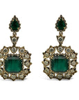 The York - 16.1 Carat Zambian Emerald and Diamond Earrings - 2 Pieces