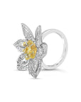1.92 Carat Diamond & 1.34 Carat Briolette Diamond 18K Ring - The Daisy, Size 6
