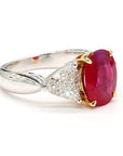 2.80 Carat Burma Ruby & Diamond Platinum Ring, Size 6.5