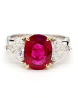 2.80 Carat Burma Ruby & Diamond Platinum Ring, Size 6.5