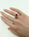1.6-Carat Ruby & Diamond Ring in 18K Gold with Princess Cut