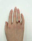 1.6-Carat Ruby & Diamond Ring in 18K Gold with Princess Cut