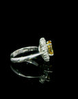 2.96 Carat Yellow Sapphire and Diamond 18K Gold Ring, Size 6