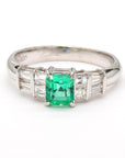 Platinum Ring with 0.55ct Emerald and 0.38ct Diamond