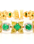Natural Fancy 11.24 Carat Yellow Diamonds 8.18 Carat Columbian Emerald Bracelet