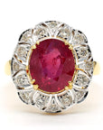 Ruby and Diamond Halo Ring