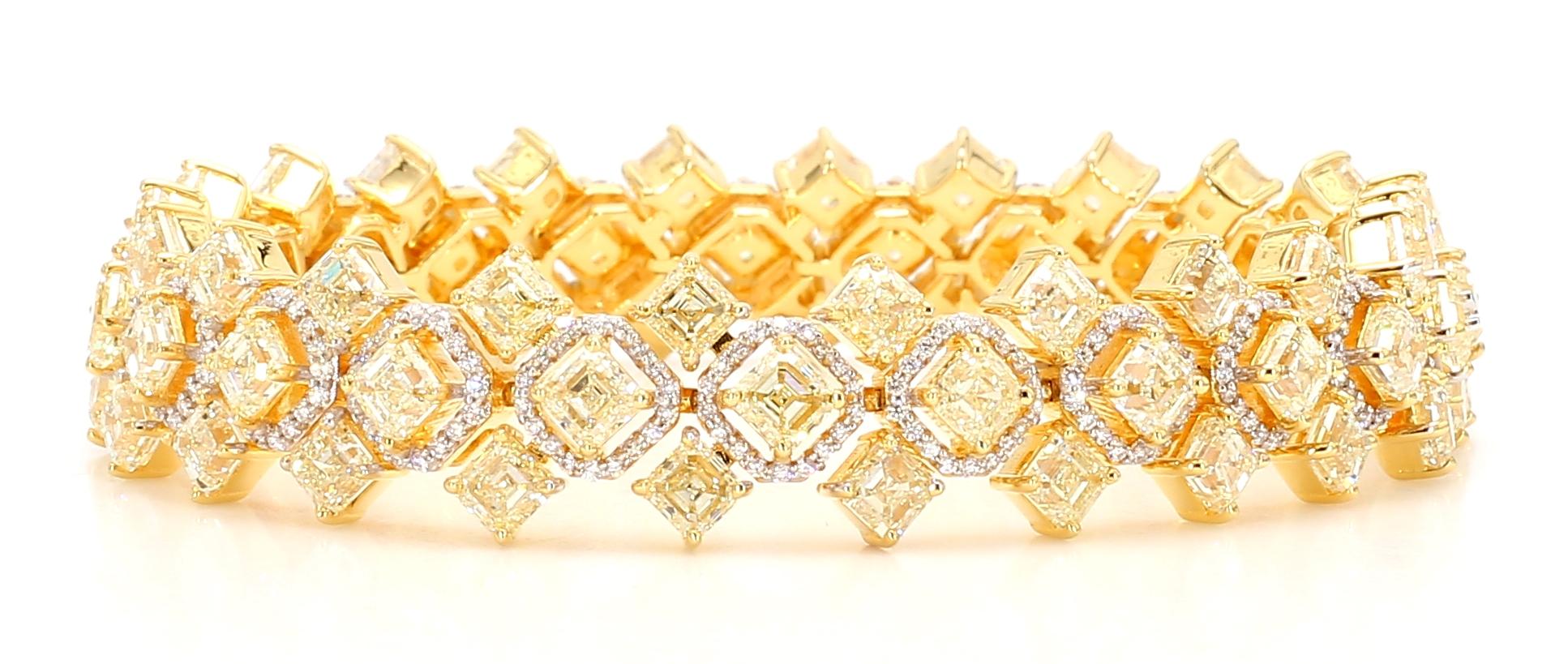23.30 Carat Fancy Yellow Diamond Bracelet 18K White Gold