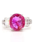 3 Carat Ruby and 1.2 Carat Diamond Platinum Ring, Size 5.5