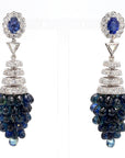 1.40 Carat Blue Sapphire and 8.4 Carat Diamond Earrings in 18K Gold - 2 Pieces