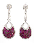 16 Carat Natural Ruby, Sapphir and 4.42 Carat Diamond Two Sided 18K Earrings