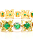 Natural Fancy 11.24 Carat Yellow Diamonds 8.18 Carat Columbian Emerald Bracelet