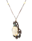 Edwardian Natural Pearl, Emeralds, and Diamond Necklace